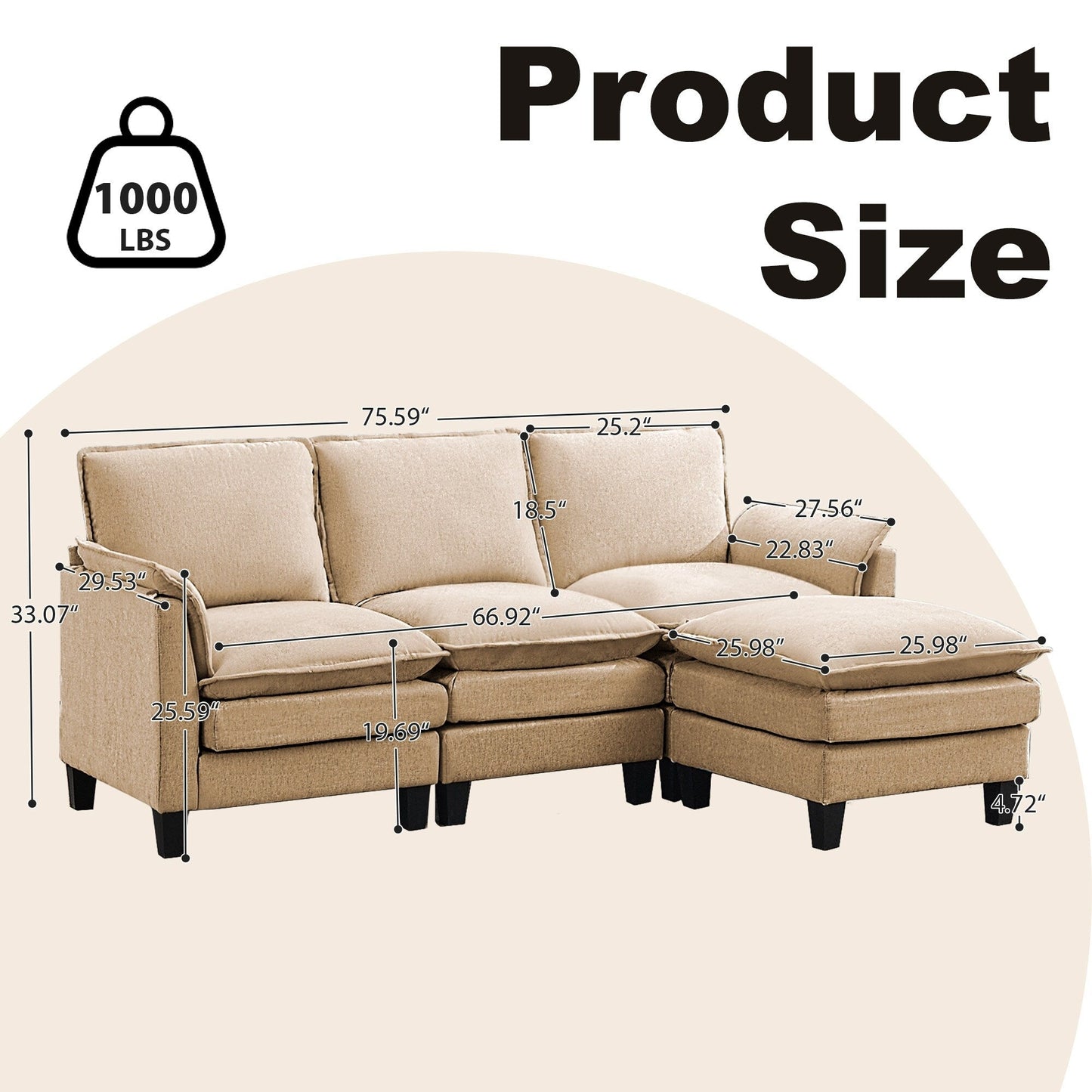 Luxury 3-Seater Sofa & Footstool â?Ultra-Plush, Multi-Room Comfort