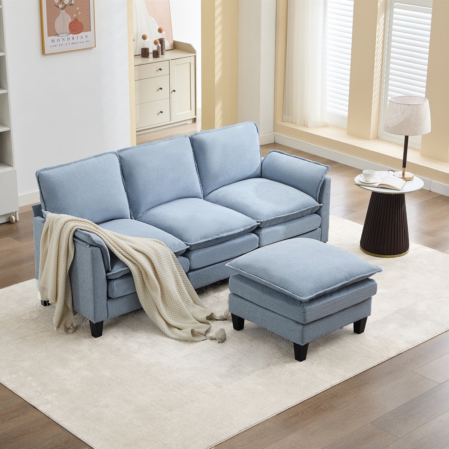 Luxury 3-Seater Sofa & Footstool â?Ultra-Plush, Multi-Room Comfort