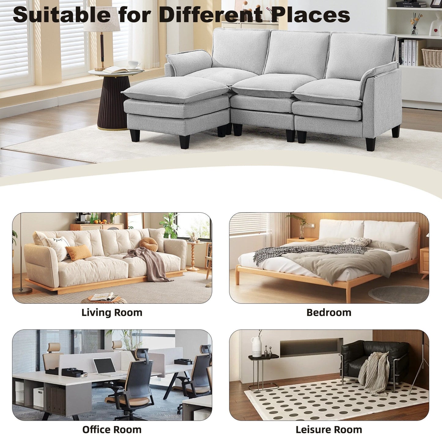 Luxury 3-Seater Sofa & Footstool â?Ultra-Plush, Multi-Room Comfort