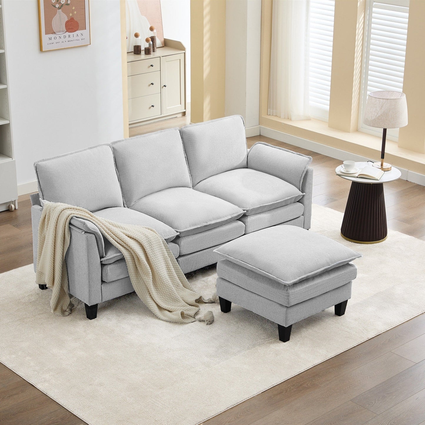 Luxury 3-Seater Sofa & Footstool â?Ultra-Plush, Multi-Room Comfort