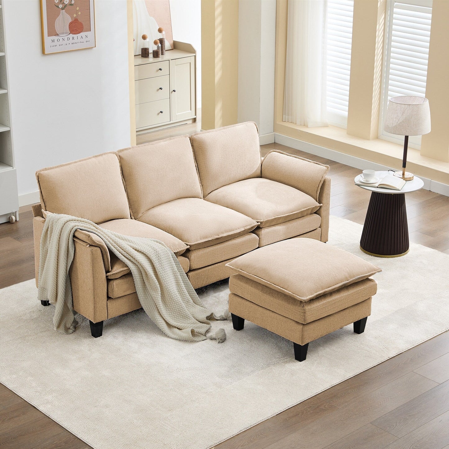 Luxury 3-Seater Sofa & Footstool â?Ultra-Plush, Multi-Room Comfort