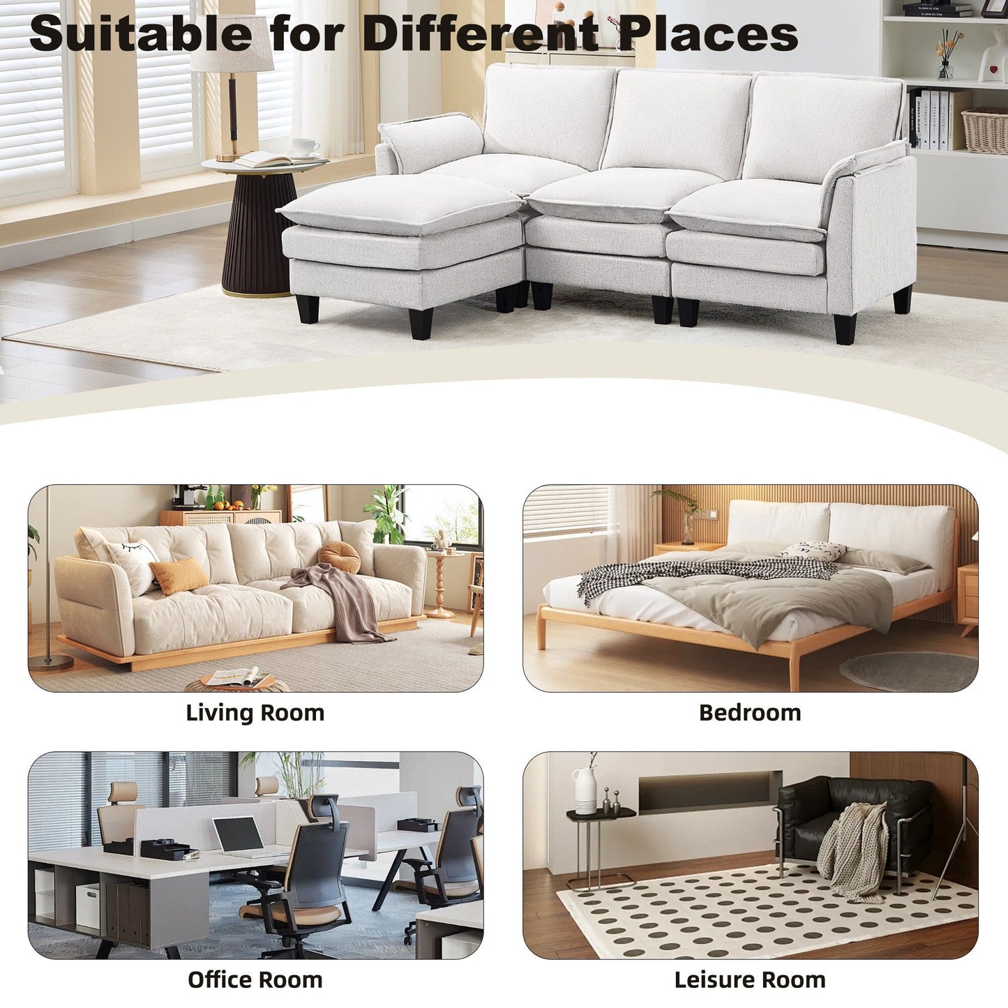 Luxury 3-Seater Sofa & Footstool â?Ultra-Plush, Multi-Room Comfort
