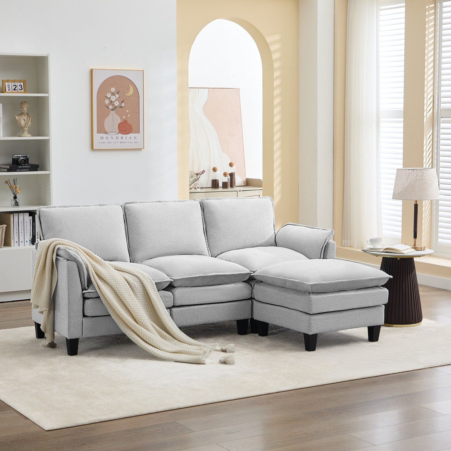 Luxury 3-Seater Sofa & Footstool â?Ultra-Plush, Multi-Room Comfort
