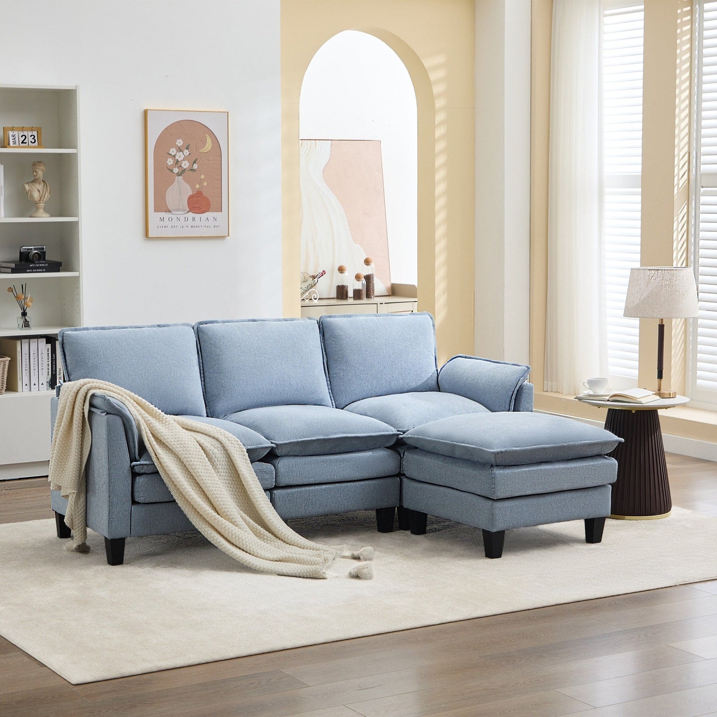 Luxury 3-Seater Sofa & Footstool â?Ultra-Plush, Multi-Room Comfort