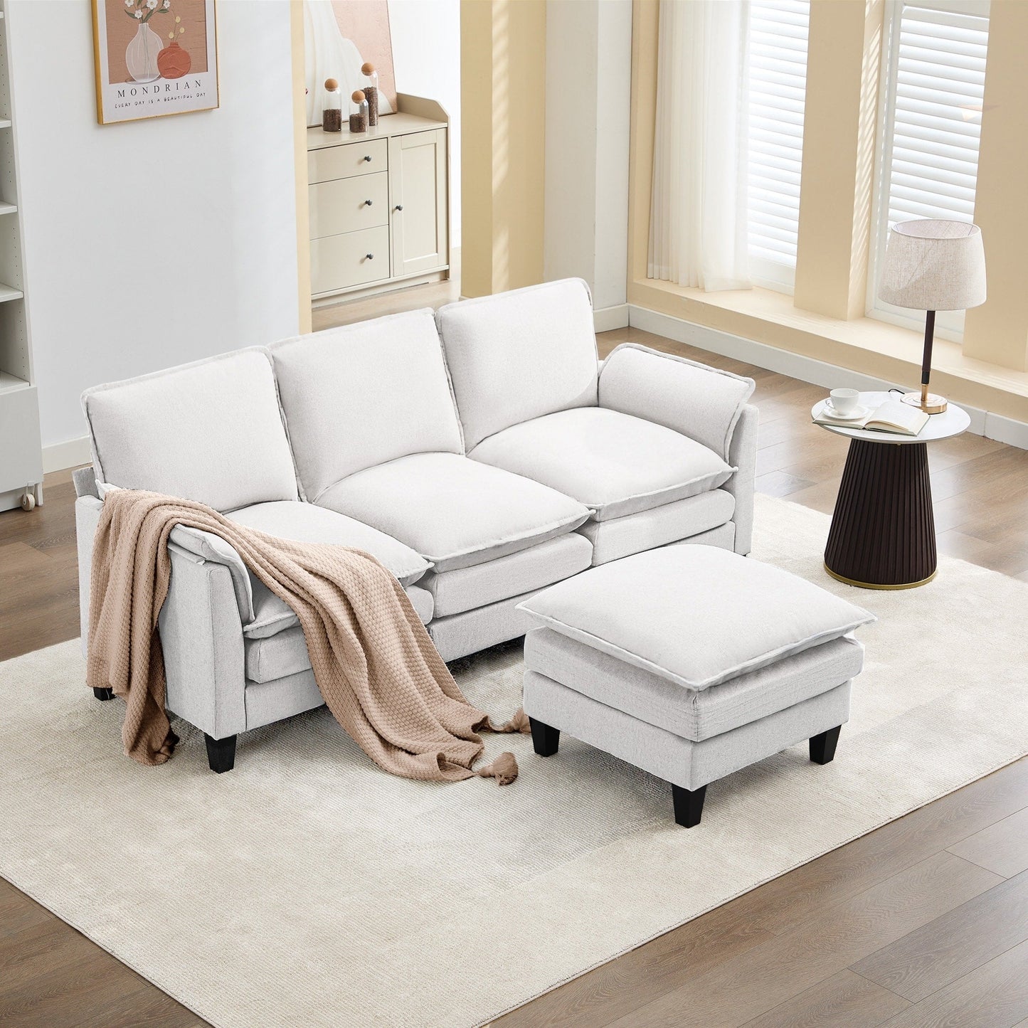 Luxury 3-Seater Sofa & Footstool â?Ultra-Plush, Multi-Room Comfort