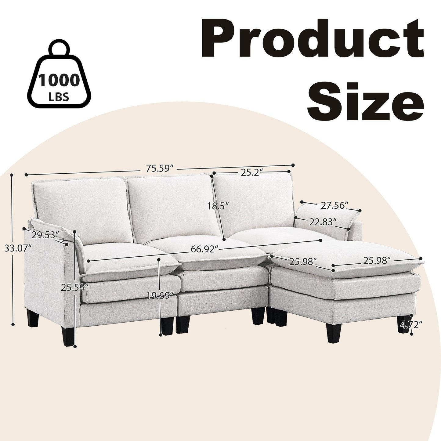 Luxury 3-Seater Sofa & Footstool â?Ultra-Plush, Multi-Room Comfort