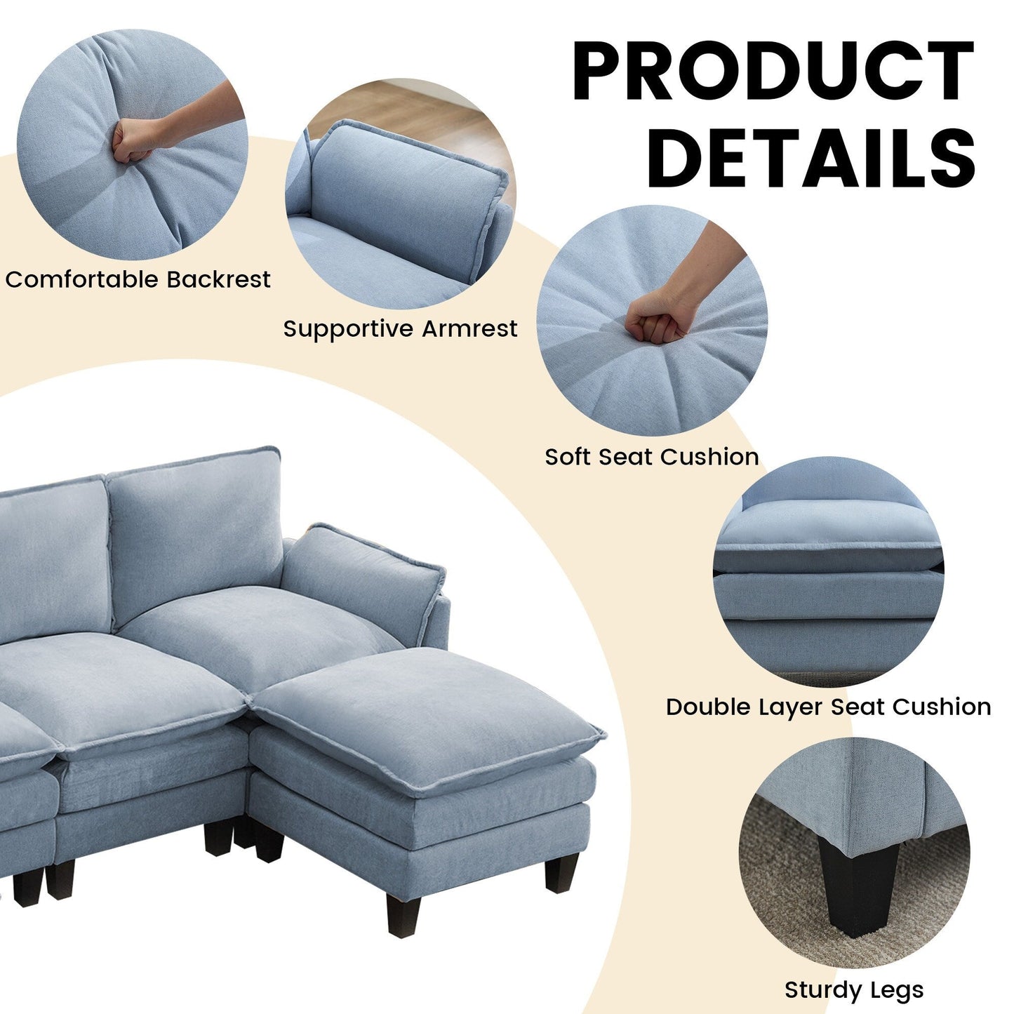 Luxury 4-Seater Sofa & Footstool â?Ultra-Plush, Multi-Room Comfort