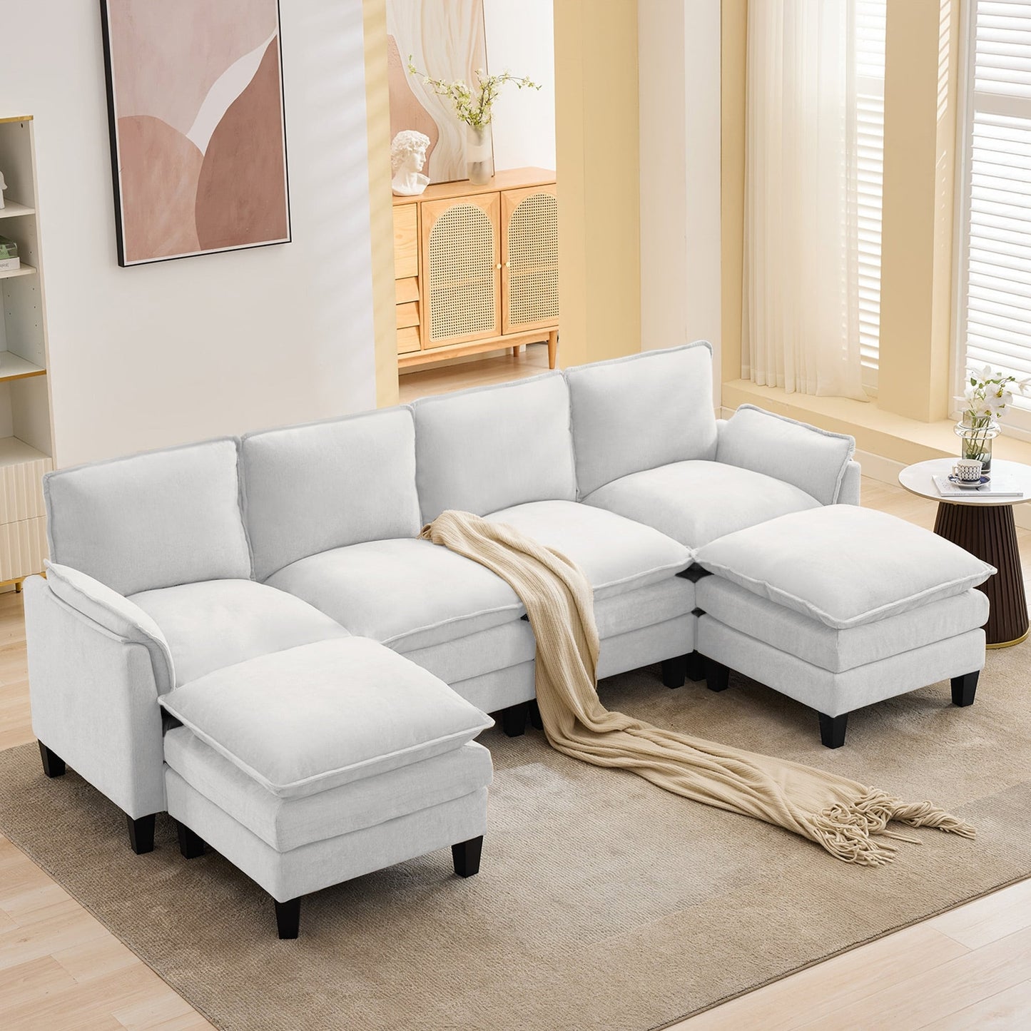 Luxury 4-Seater Sofa & Footstool â?Ultra-Plush, Multi-Room Comfort