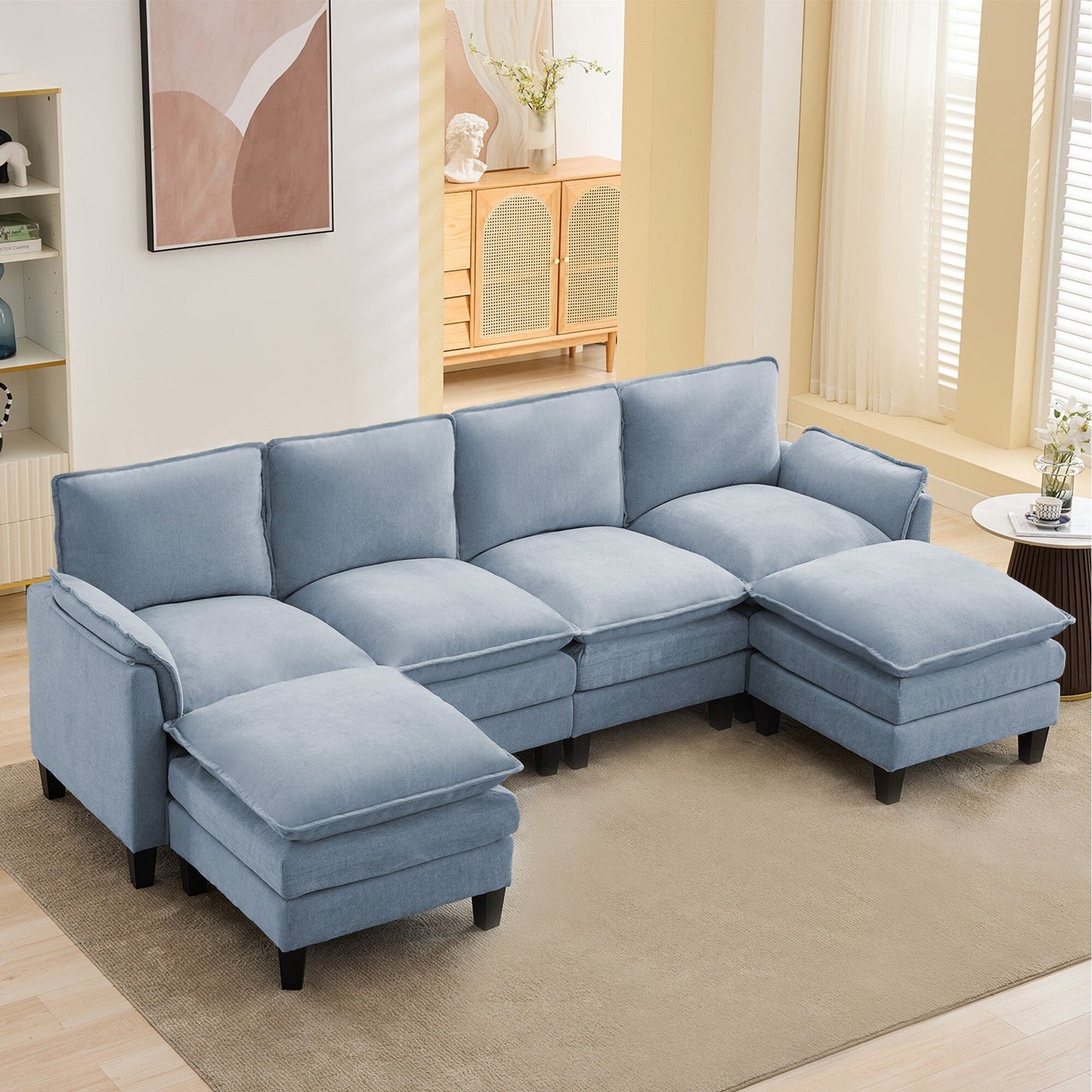 Luxury 4-Seater Sofa & Footstool â?Ultra-Plush, Multi-Room Comfort