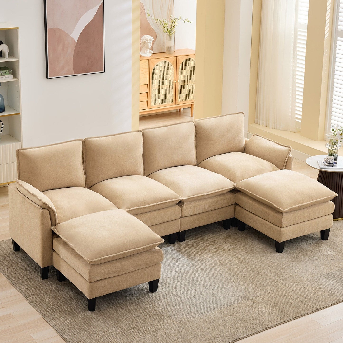 Luxury 4-Seater Sofa & Footstool â?Ultra-Plush, Multi-Room Comfort