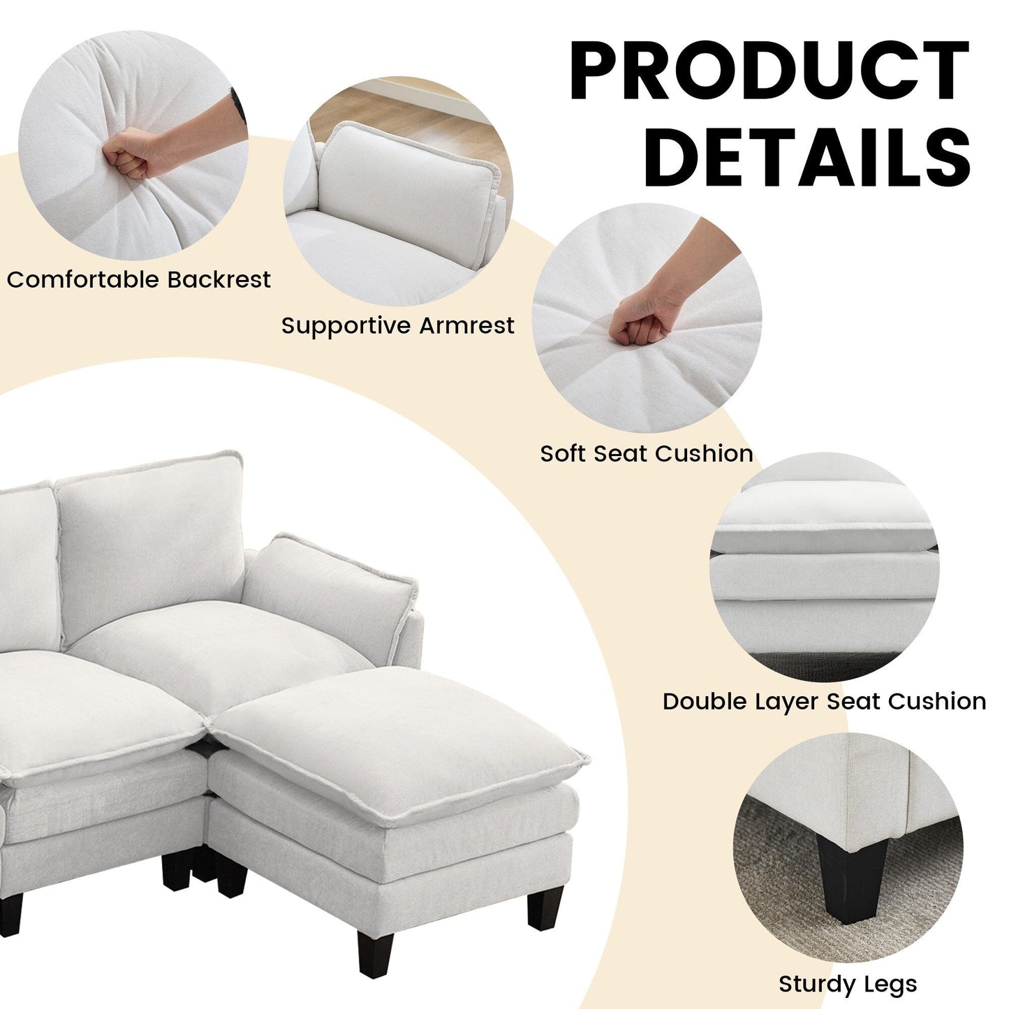 Luxury 4-Seater Sofa & Footstool â?Ultra-Plush, Multi-Room Comfort