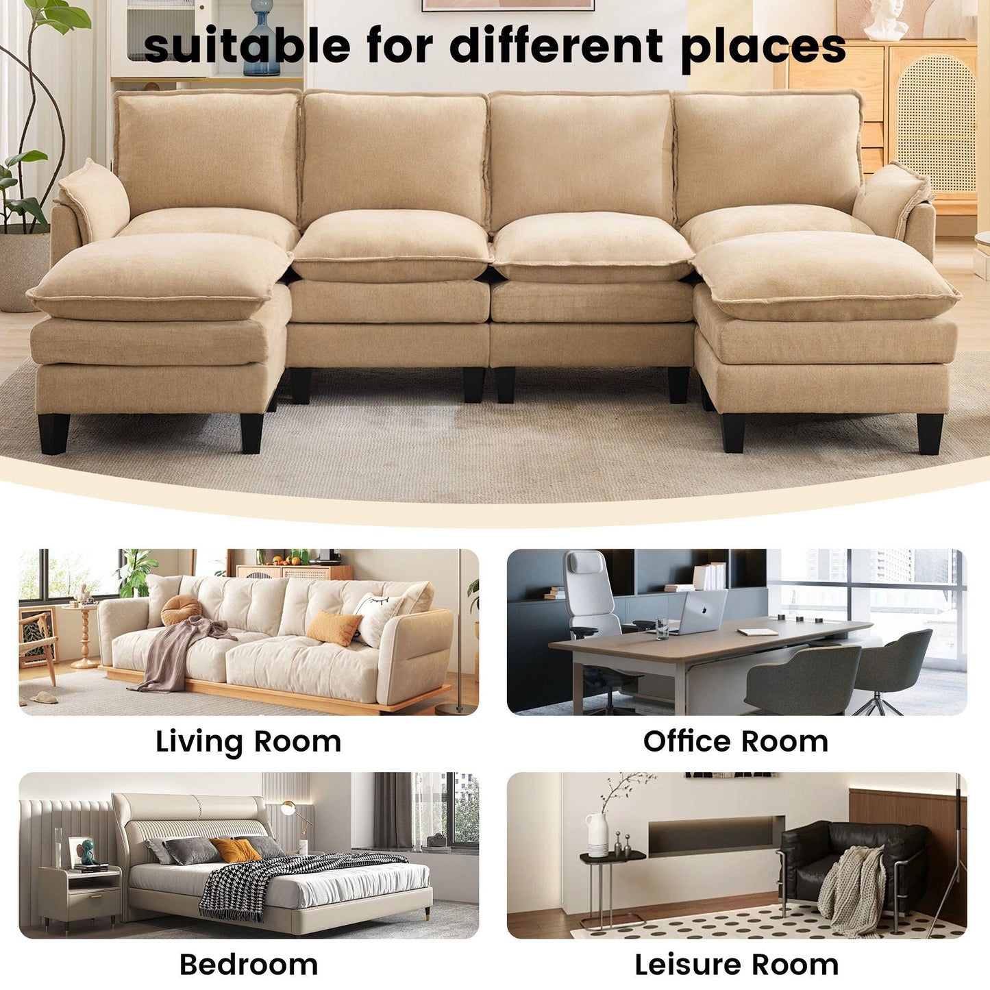 Luxury 4-Seater Sofa & Footstool â?Ultra-Plush, Multi-Room Comfort