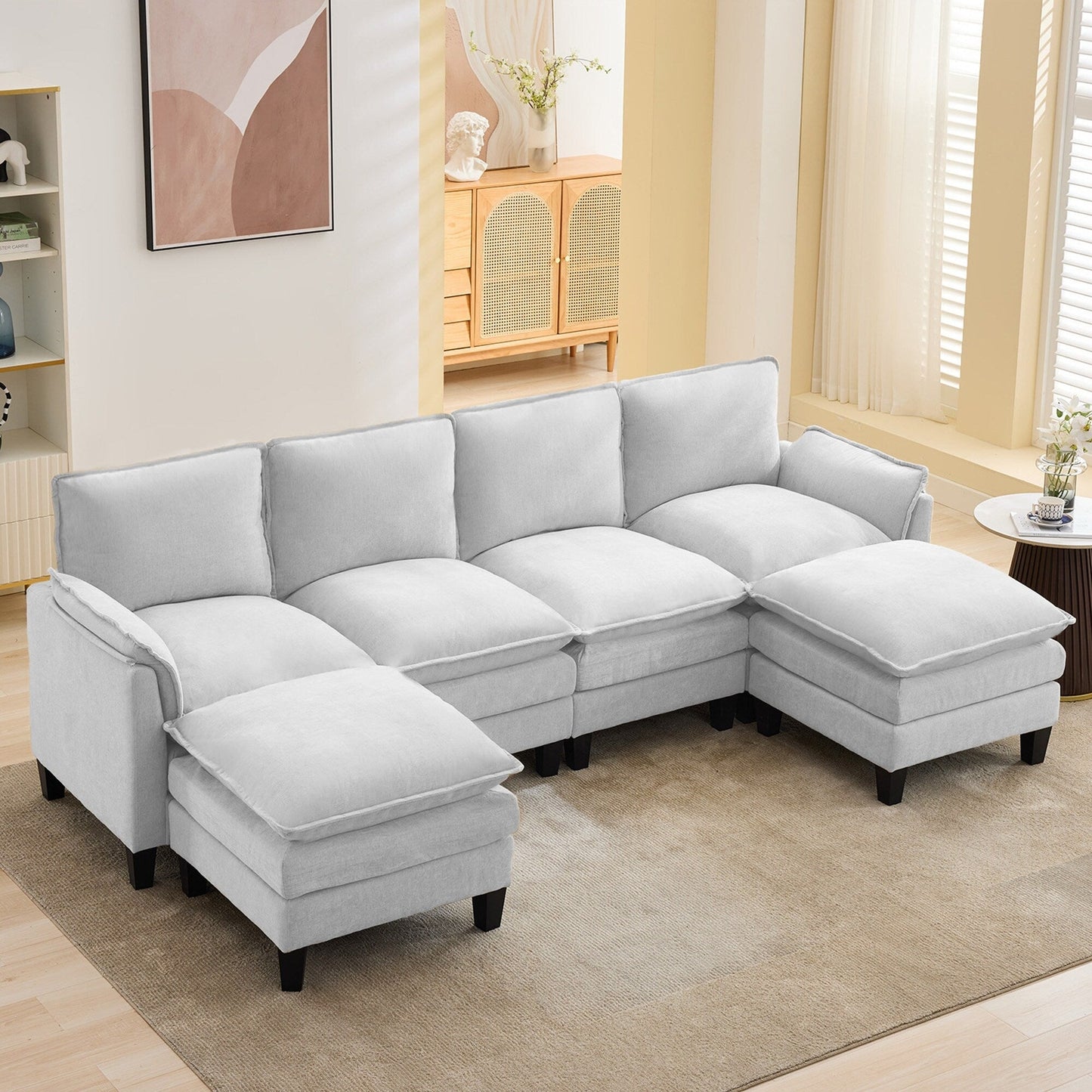Luxury 4-Seater Sofa & Footstool â?Ultra-Plush, Multi-Room Comfort
