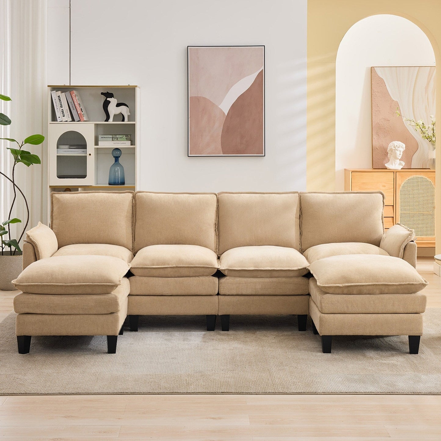 Luxury 4-Seater Sofa & Footstool â?Ultra-Plush, Multi-Room Comfort