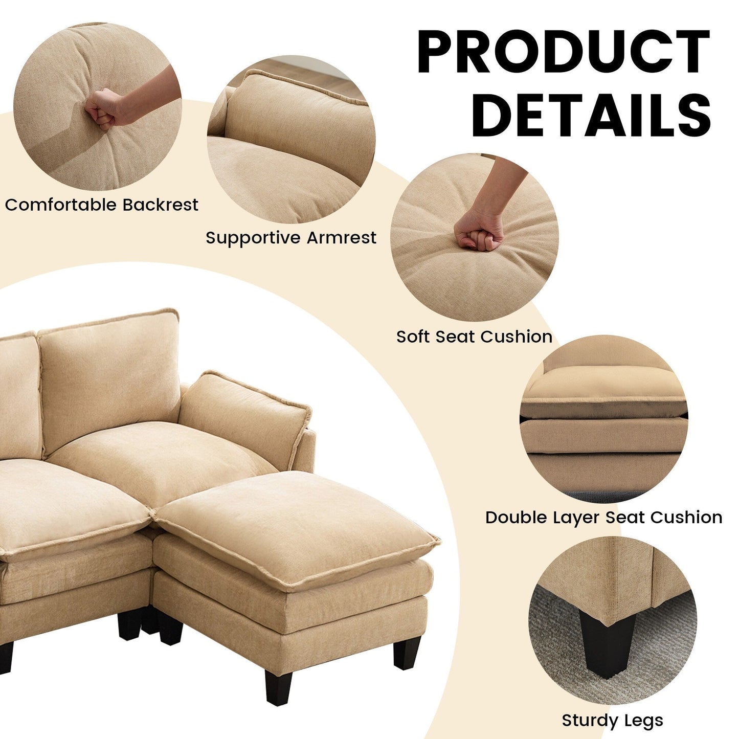 Luxury 4-Seater Sofa & Footstool â?Ultra-Plush, Multi-Room Comfort