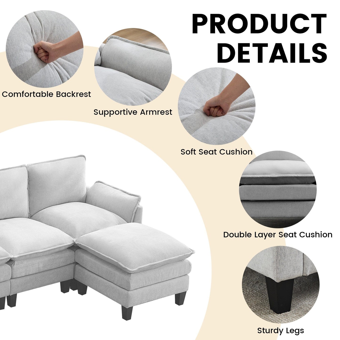 Luxury 4-Seater Sofa & Footstool â?Ultra-Plush, Multi-Room Comfort