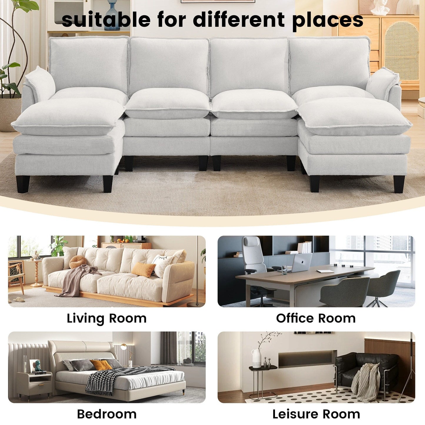 Luxury 4-Seater Sofa & Footstool â?Ultra-Plush, Multi-Room Comfort