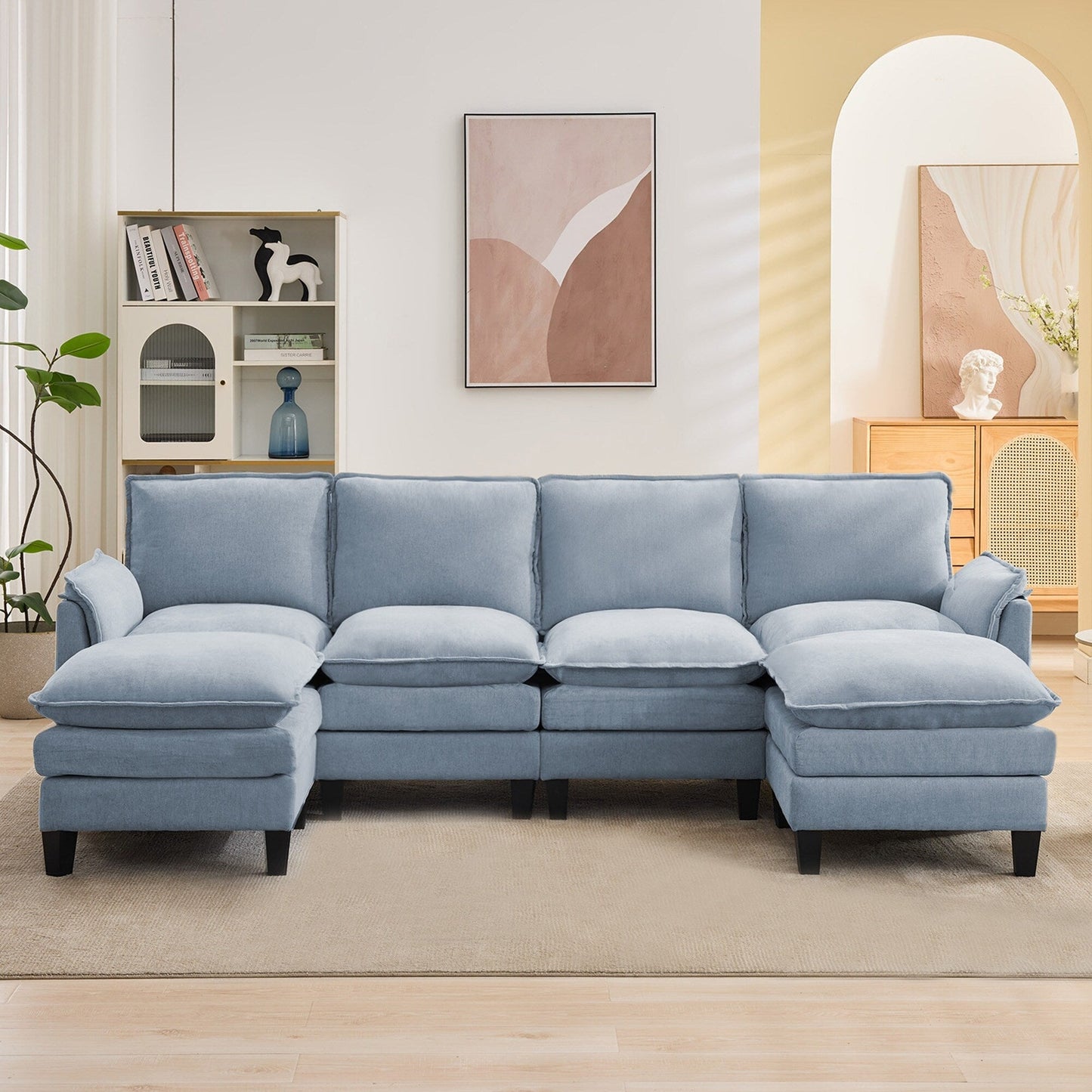 Luxury 4-Seater Sofa & Footstool â?Ultra-Plush, Multi-Room Comfort