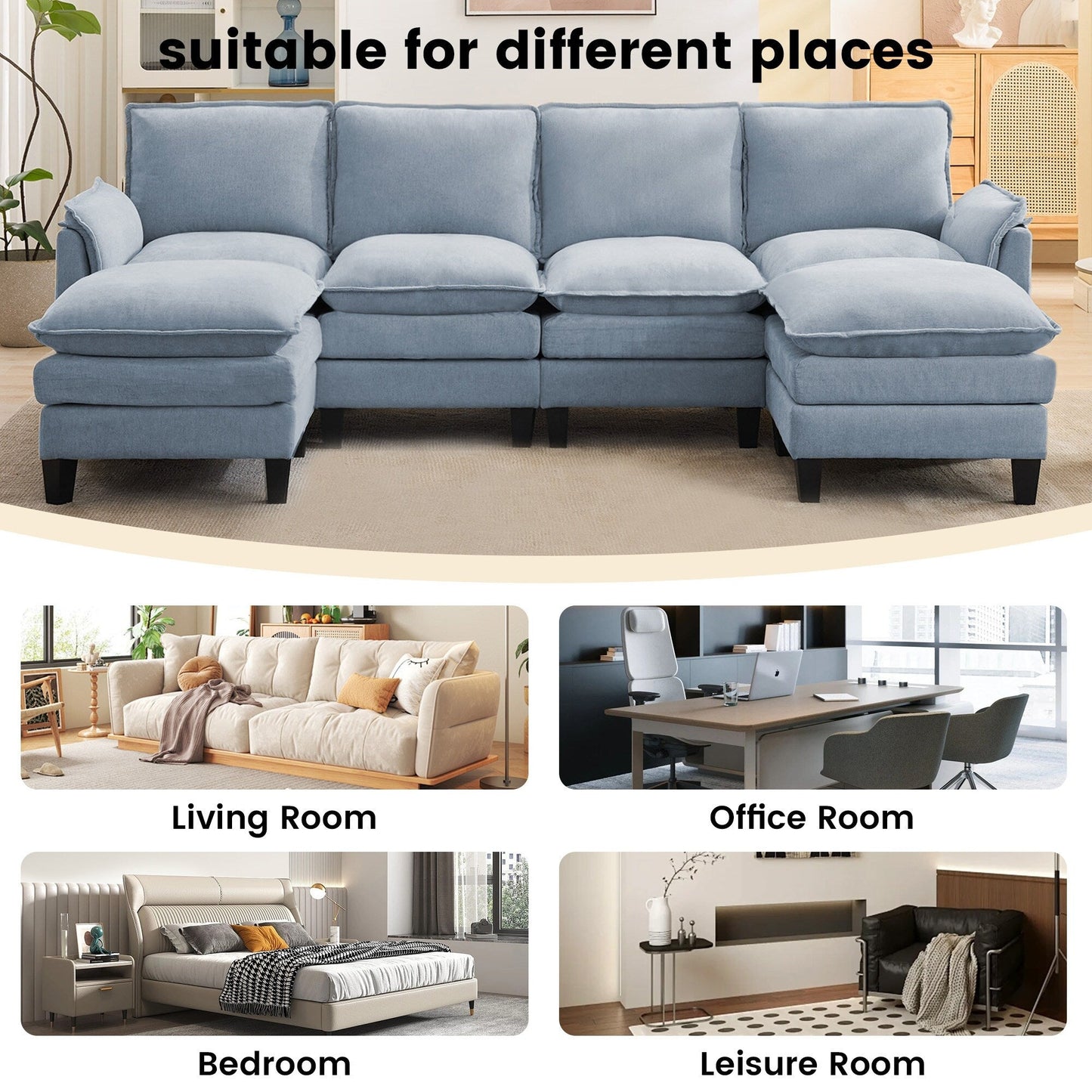 Luxury 4-Seater Sofa & Footstool â?Ultra-Plush, Multi-Room Comfort