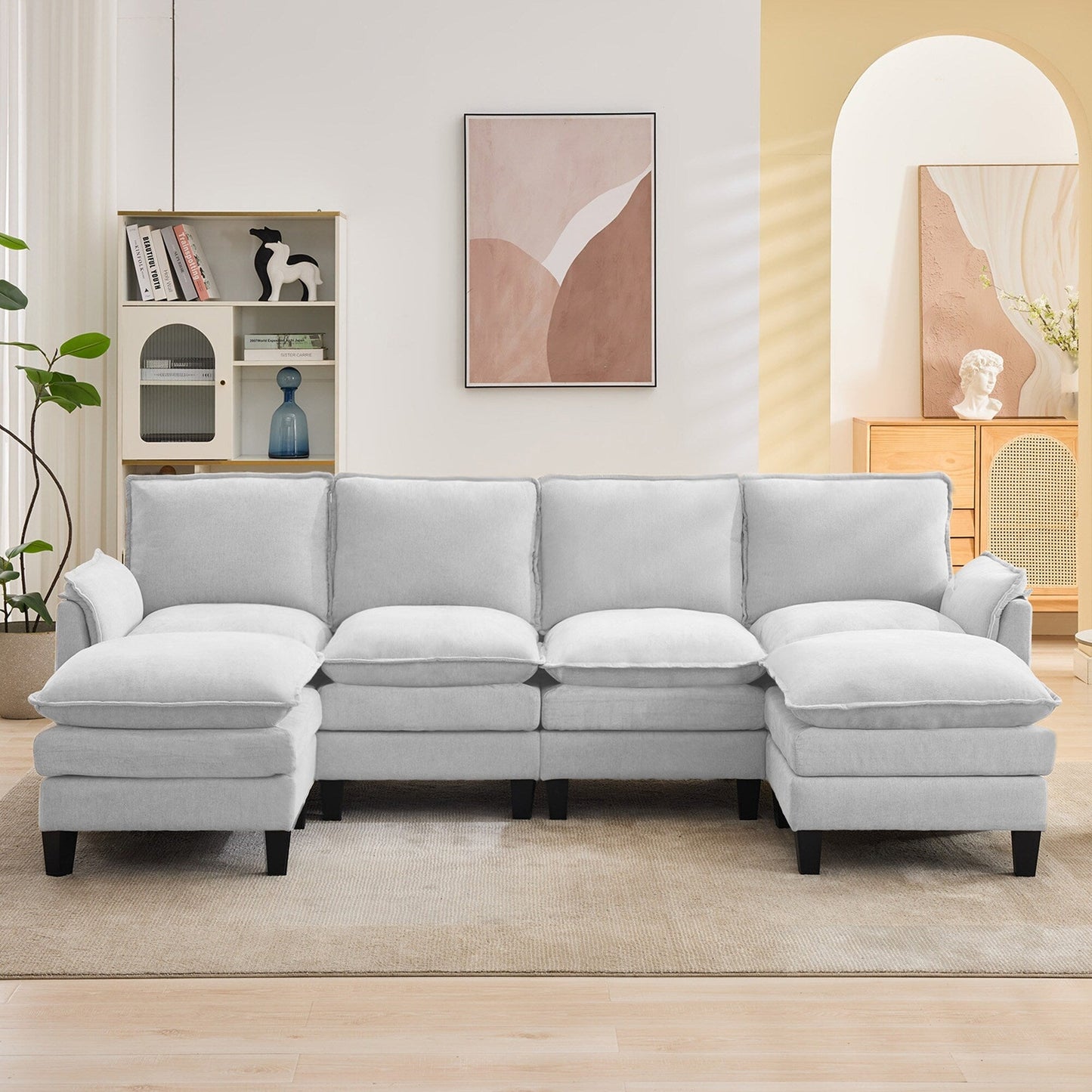 Luxury 4-Seater Sofa & Footstool â?Ultra-Plush, Multi-Room Comfort