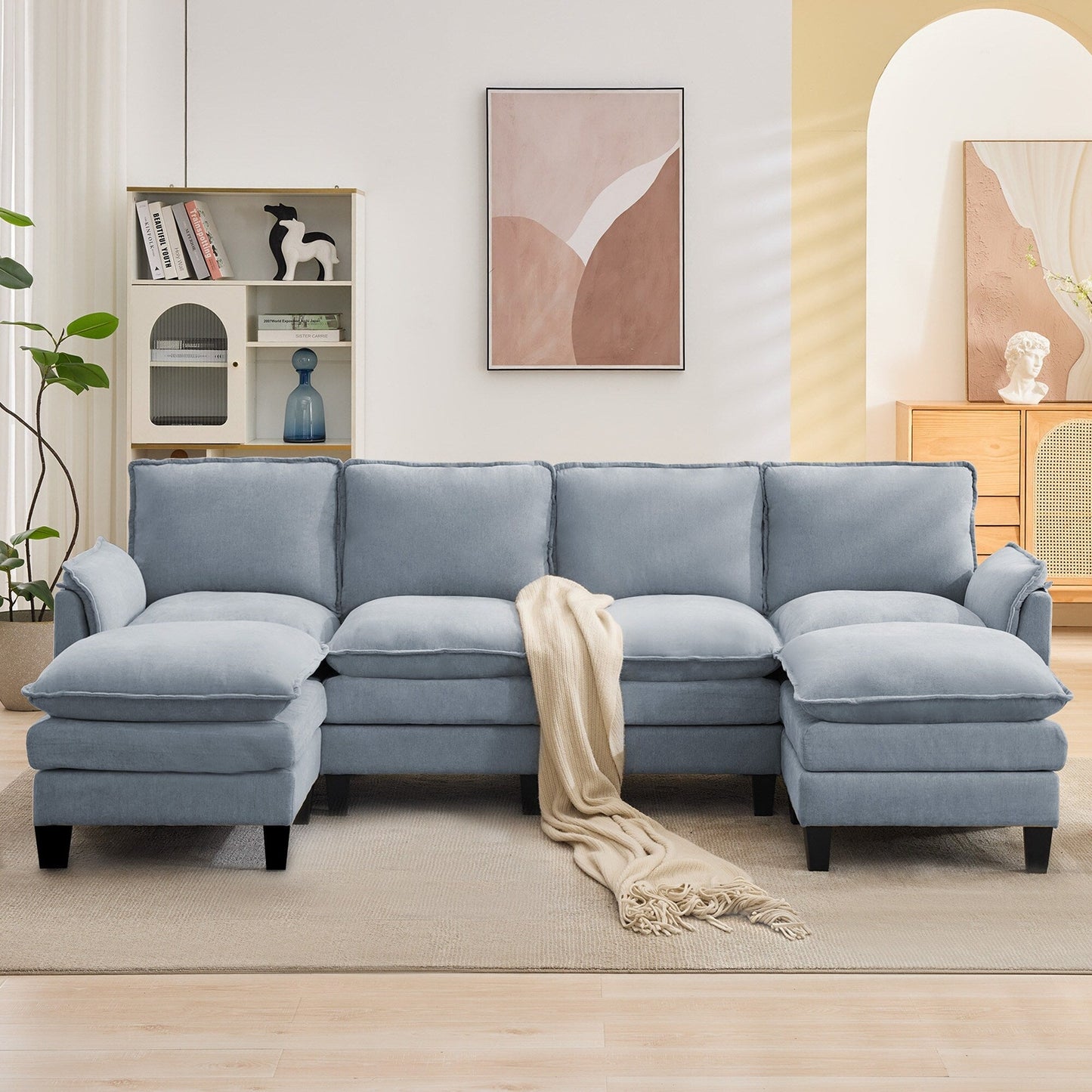 Luxury 4-Seater Sofa & Footstool â?Ultra-Plush, Multi-Room Comfort