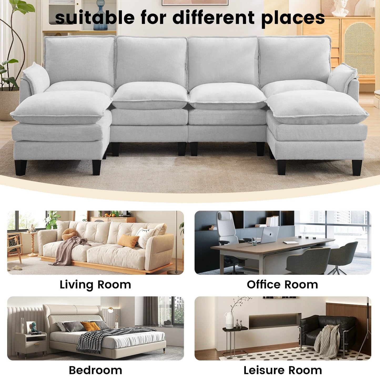 Luxury 4-Seater Sofa & Footstool â?Ultra-Plush, Multi-Room Comfort