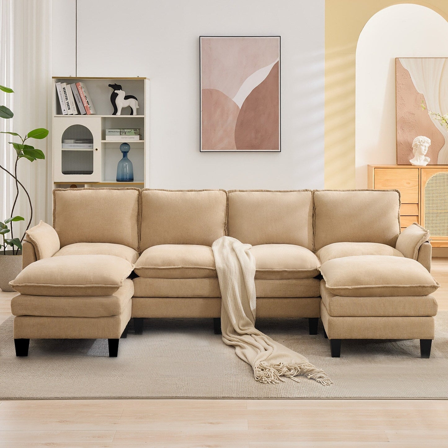 Luxury 4-Seater Sofa & Footstool â?Ultra-Plush, Multi-Room Comfort