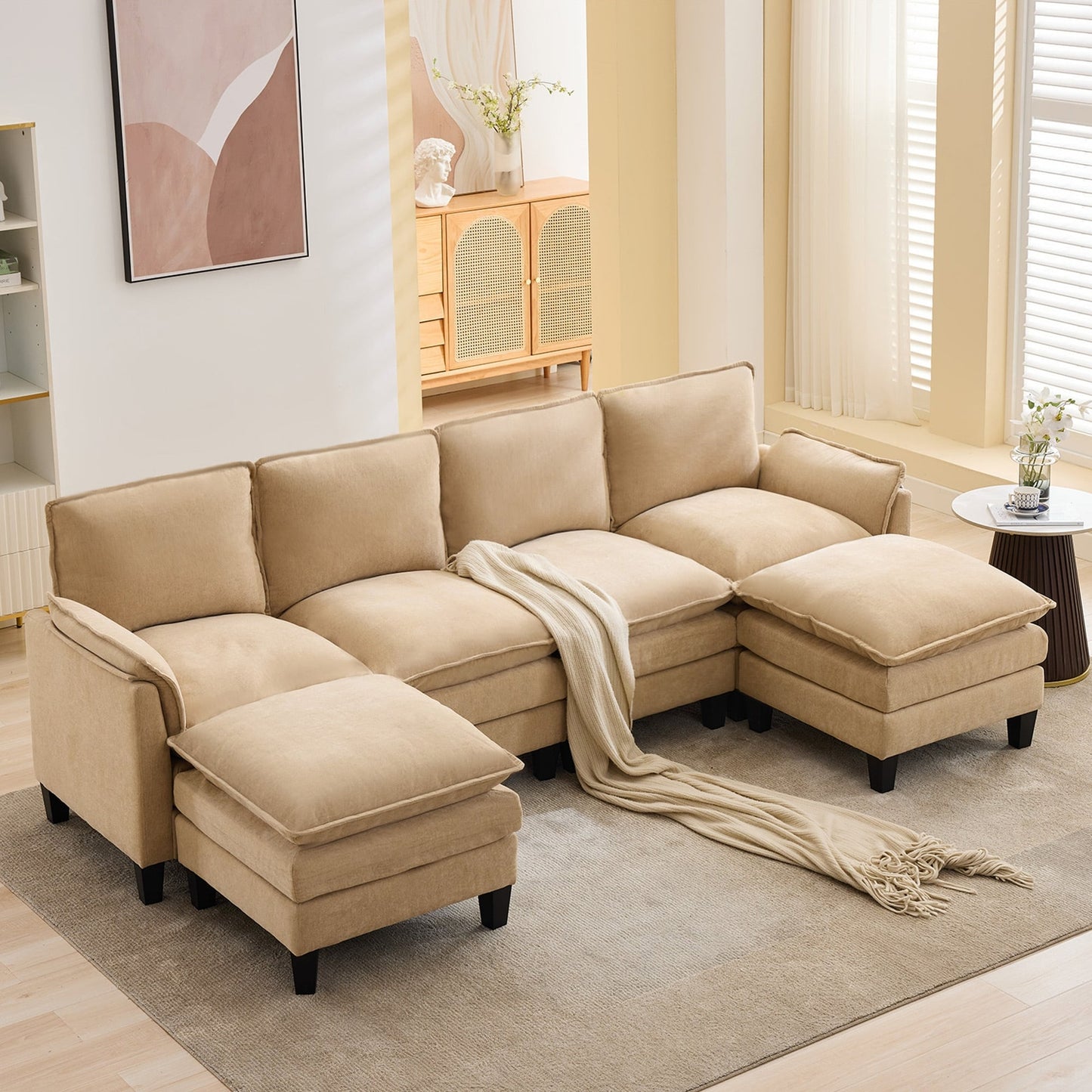 Luxury 4-Seater Sofa & Footstool â?Ultra-Plush, Multi-Room Comfort