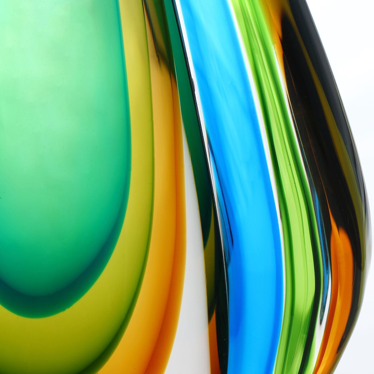 Luxury Lane, mundgeblasene Sommerso-Kunstglas-Skulptur in Tropfenform, grüne Flamme, 25,4–45,7 cm hoch