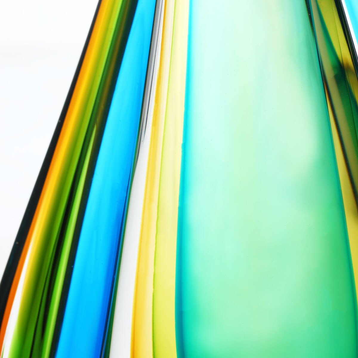 Luxury Lane, mundgeblasene Sommerso-Kunstglas-Skulptur in Tropfenform, grüne Flamme, 25,4–45,7 cm hoch