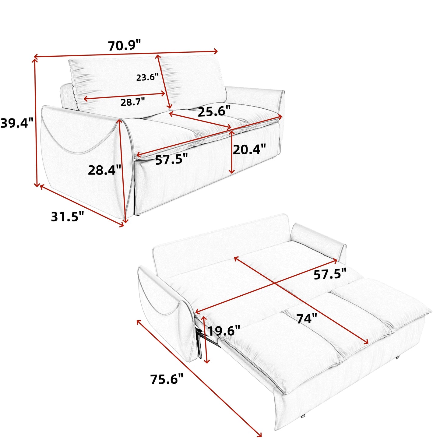 Luxury Sleeper Sofa Bed with Soft Cushion - Ultimate Comfort for Your Home