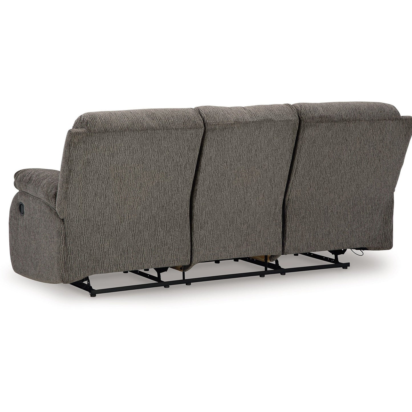 Lyla Manual Recliner Sofa with Bustle Back, Gray Polyester 86 Inch