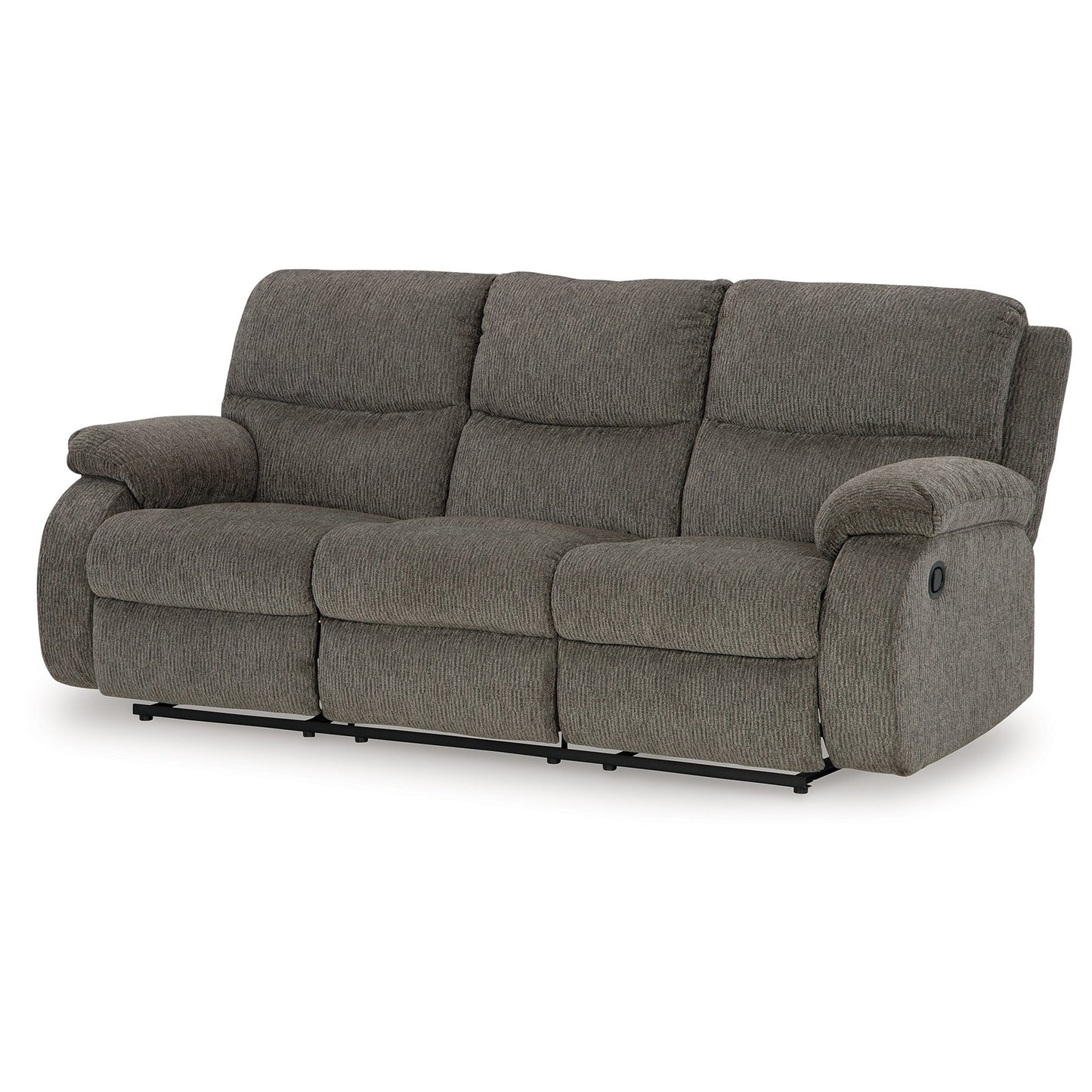 Lyla Manual Recliner Sofa with Bustle Back, Gray Polyester 86 Inch