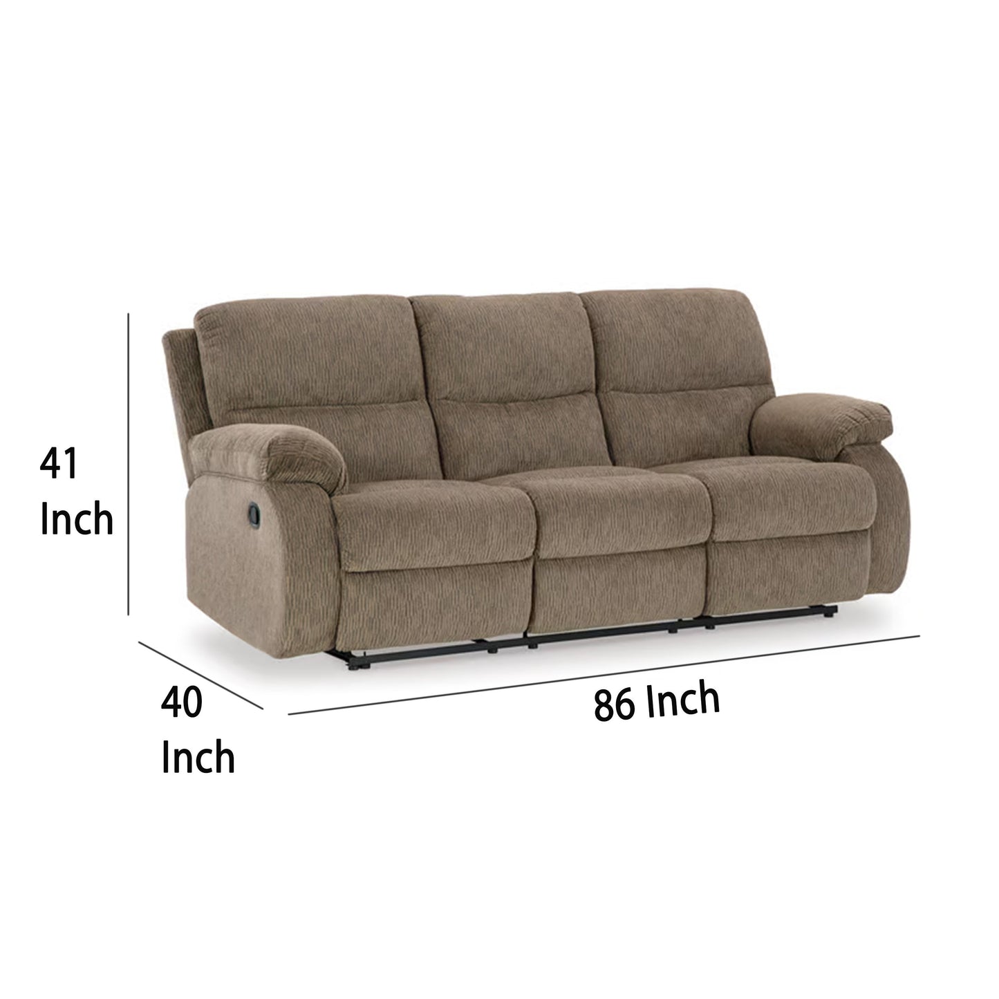 Lyla Manual Recliner Sofa, Bustle Back, Oak Brown Polyester 86 Inch