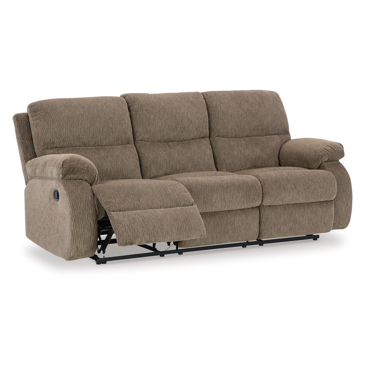 Lyla Manual Recliner Sofa, Bustle Back, Oak Brown Polyester 86 Inch