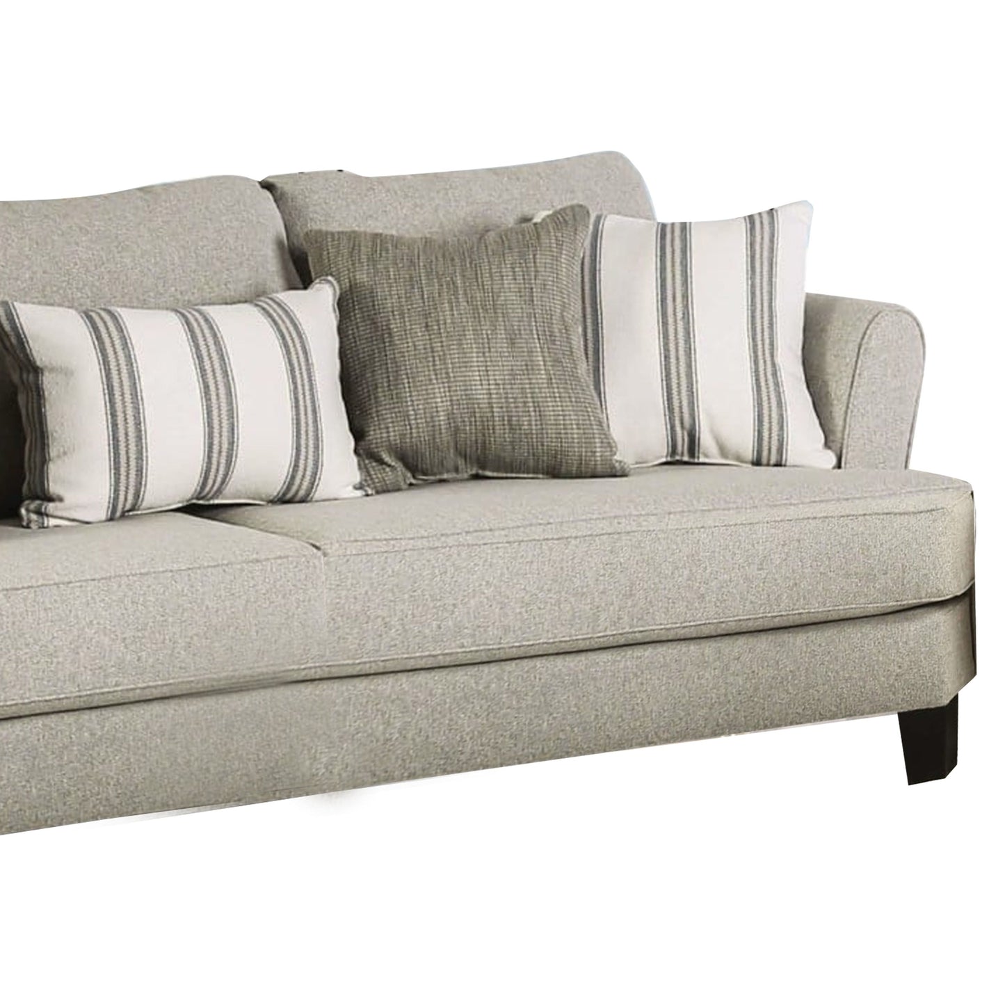 Lymo Sofa, 98 Inch Casual Beige and Ivory, 5 Accent Throw Pillows
