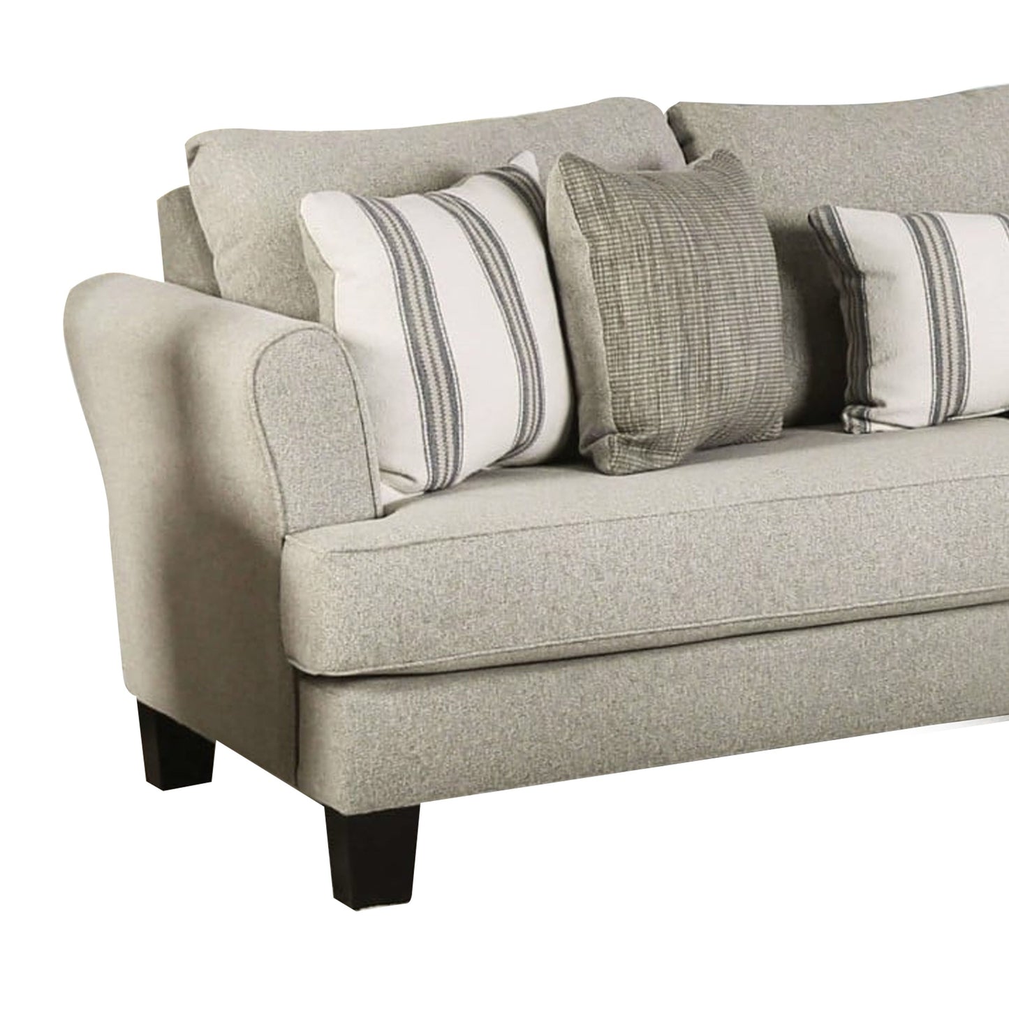Lymo Sofa, 98 Inch Casual Beige and Ivory, 5 Accent Throw Pillows