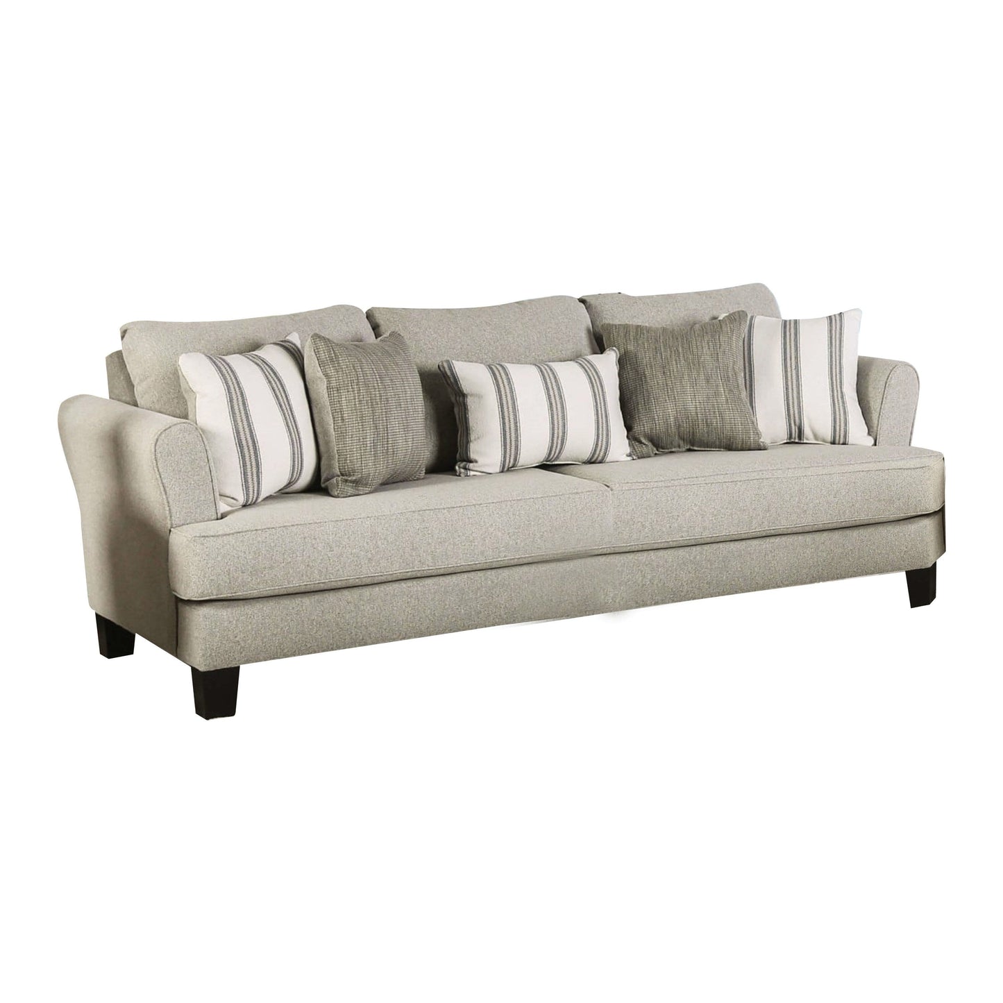 Lymo Sofa, 98 Inch Casual Beige and Ivory, 5 Accent Throw Pillows
