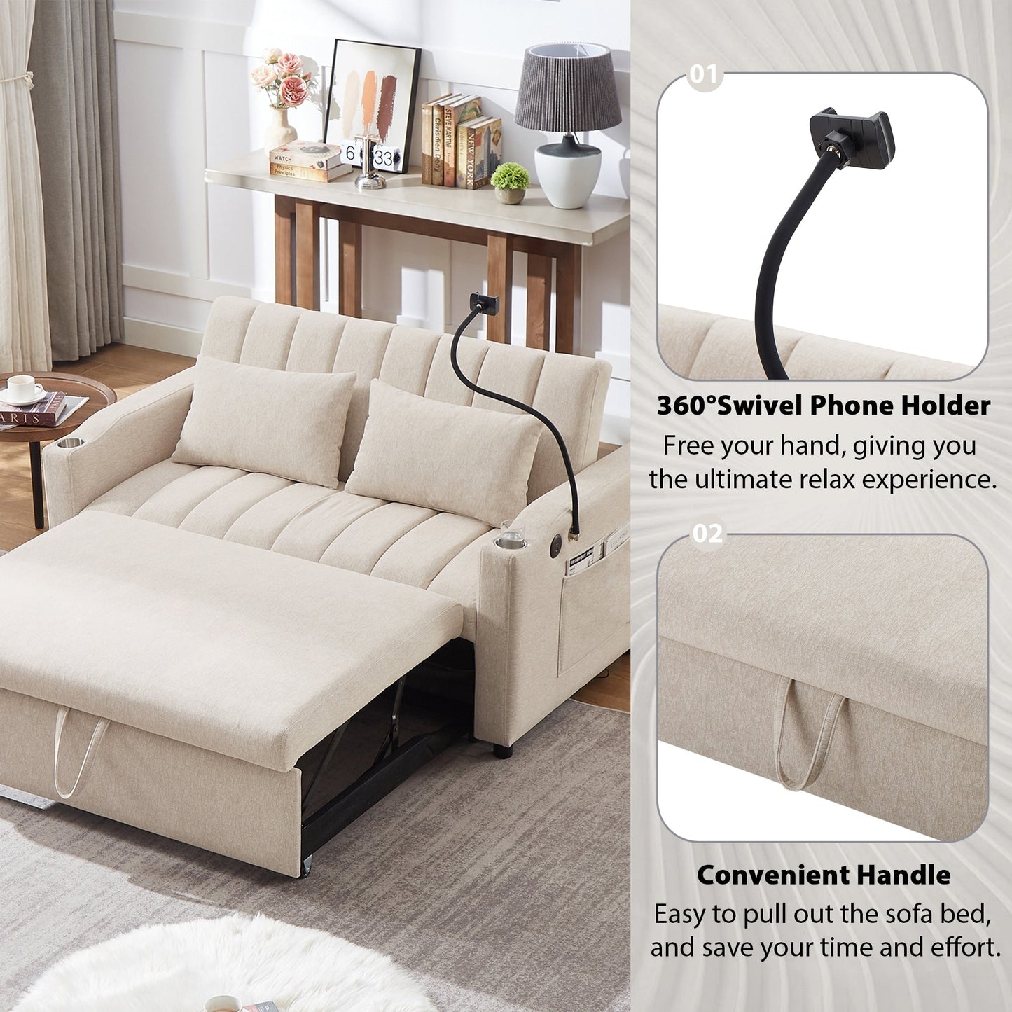 MERAX Convertible Loveseat Sofa, Pull Out Sofa Bed