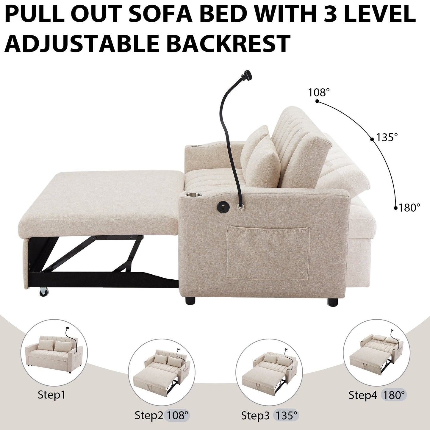 MERAX Convertible Loveseat Sofa, Pull Out Sofa Bed