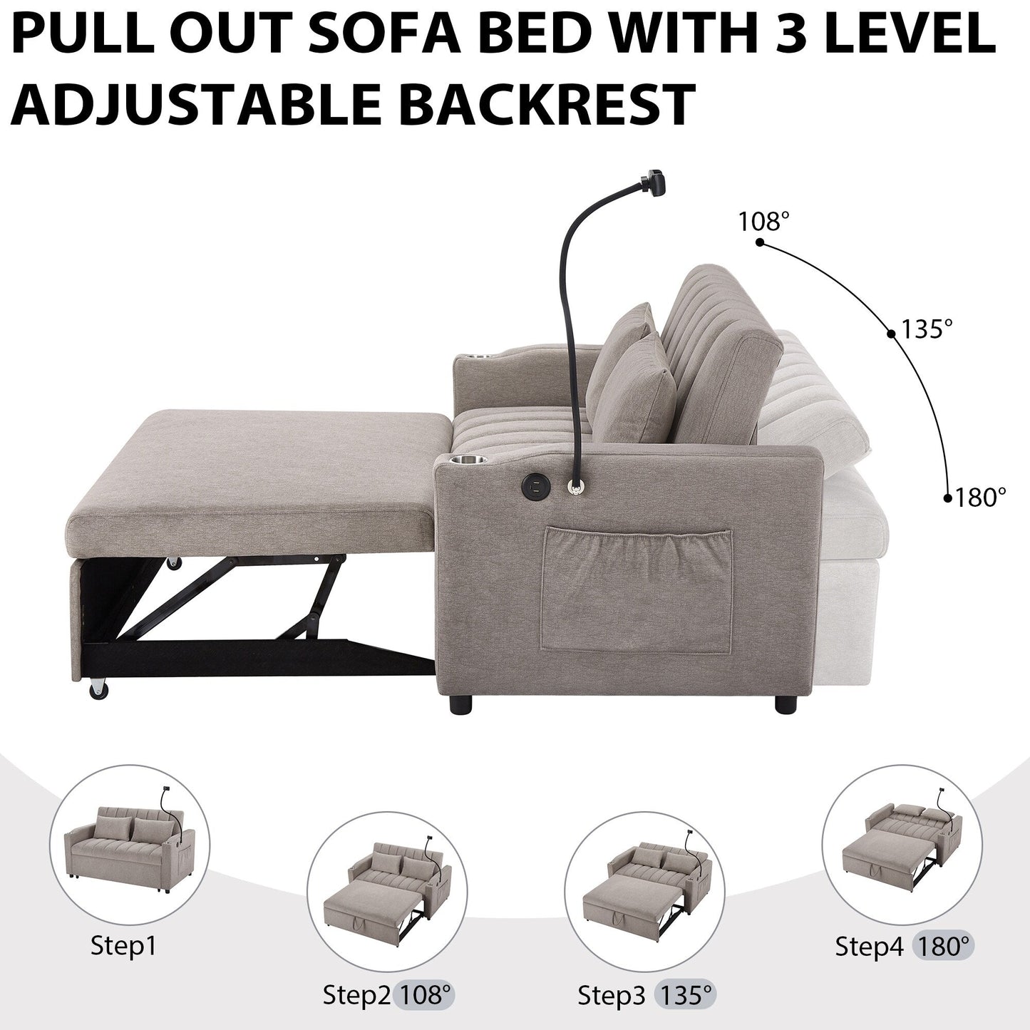 MERAX Convertible Loveseat Sofa, Pull Out Sofa Bed
