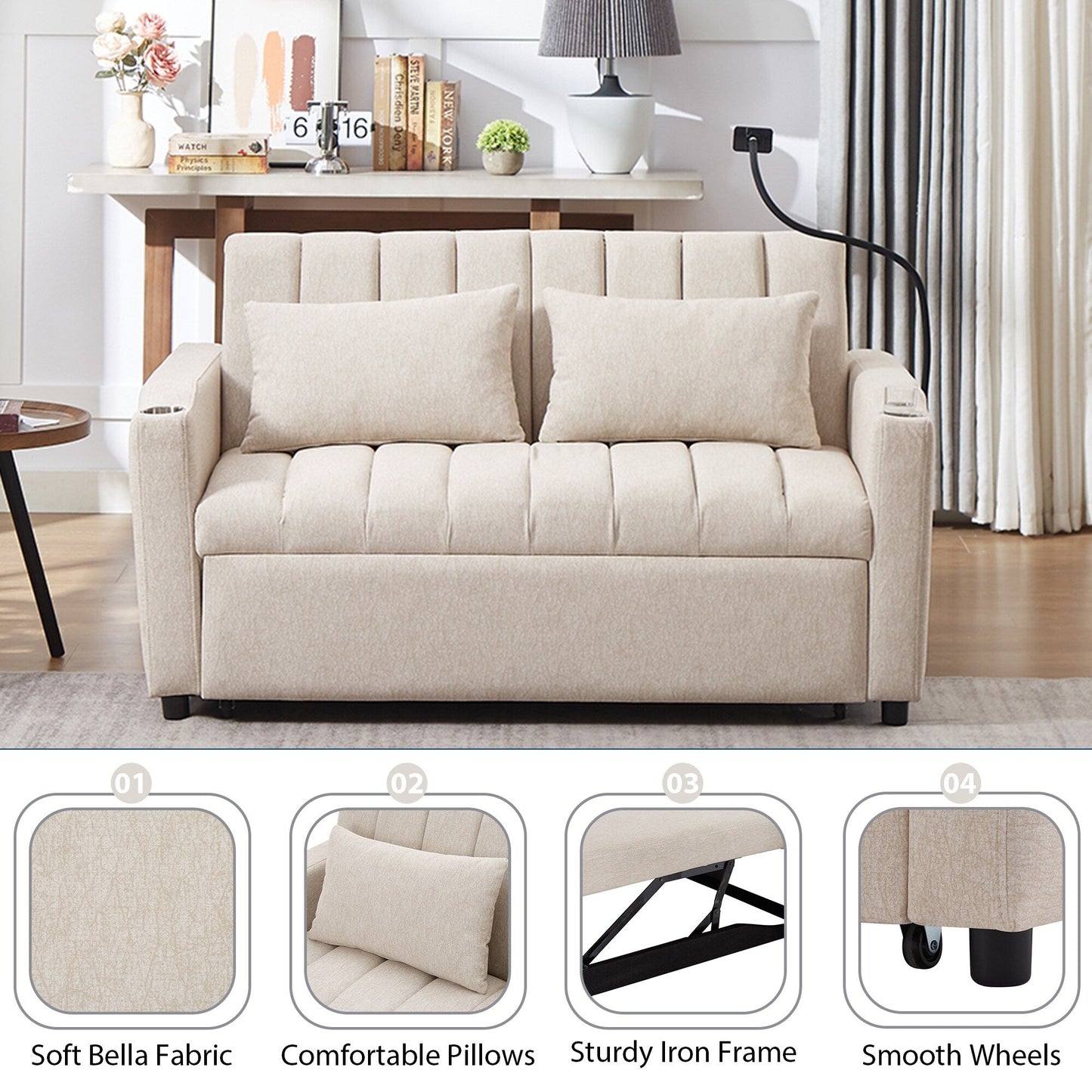 MERAX Convertible Loveseat Sofa, Pull Out Sofa Bed