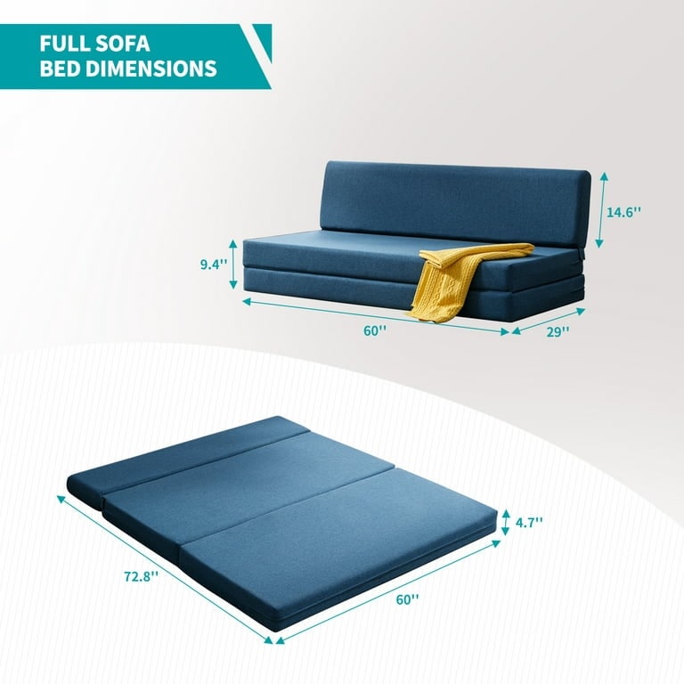 Mixoy Folding Sofa Bed,Fold Down Couch Bed Sleeper Chair Couch for Lounge,Upholstered Convertible Floor Mattress