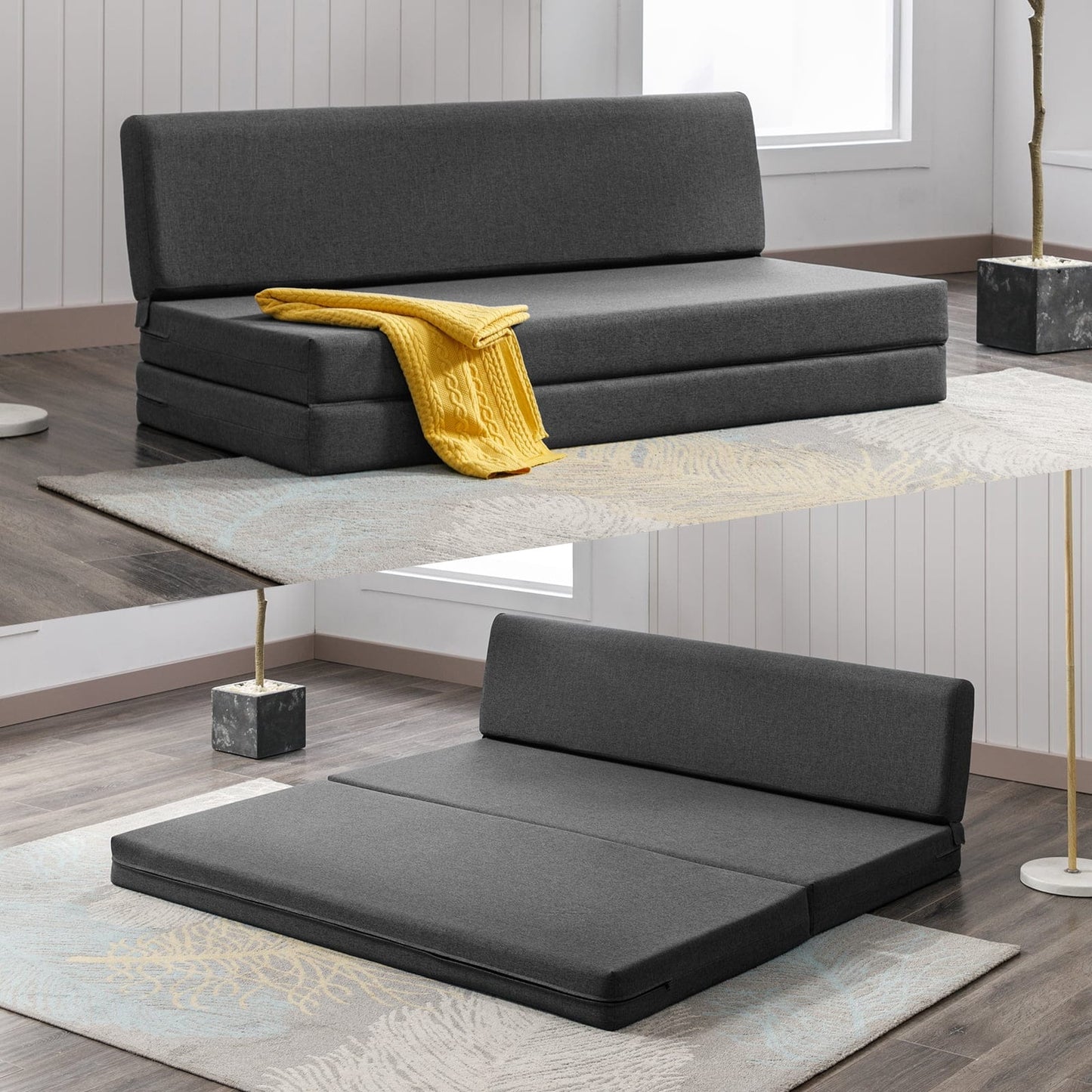 Mixoy Folding Sofa Bed,Fold Down Couch Bed Sleeper Chair Couch for Lounge,Upholstered Convertible Floor Mattress