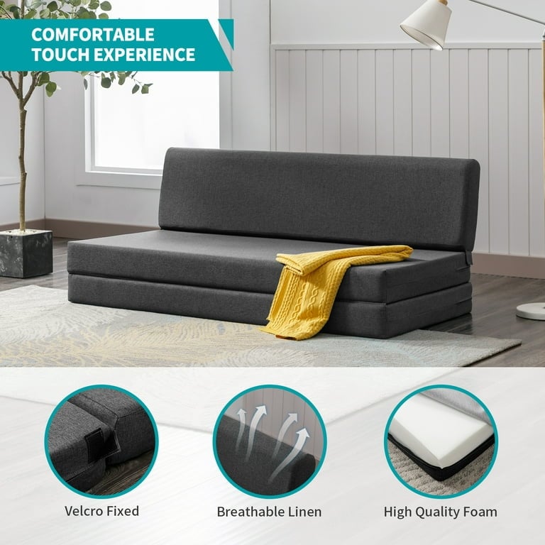Mixoy Folding Sofa Bed,Fold Down Couch Bed Sleeper Chair Couch for Lounge,Upholstered Convertible Floor Mattress