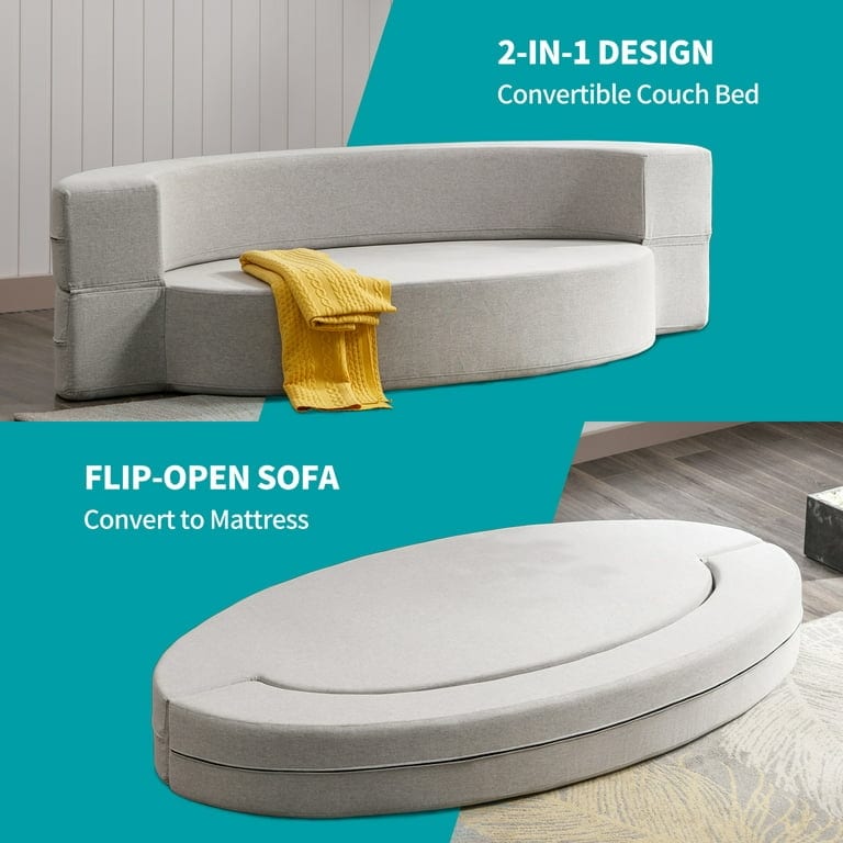 Mixoy Folding Sofa Bed,Futon Sleeper Chair Couch,Fold Down Couch - 76in*42in*9.8in