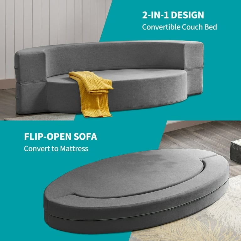 Mixoy Folding Sofa Bed,Futon Sleeper Chair Couch,Fold Down Couch - 76in*42in*9.8in