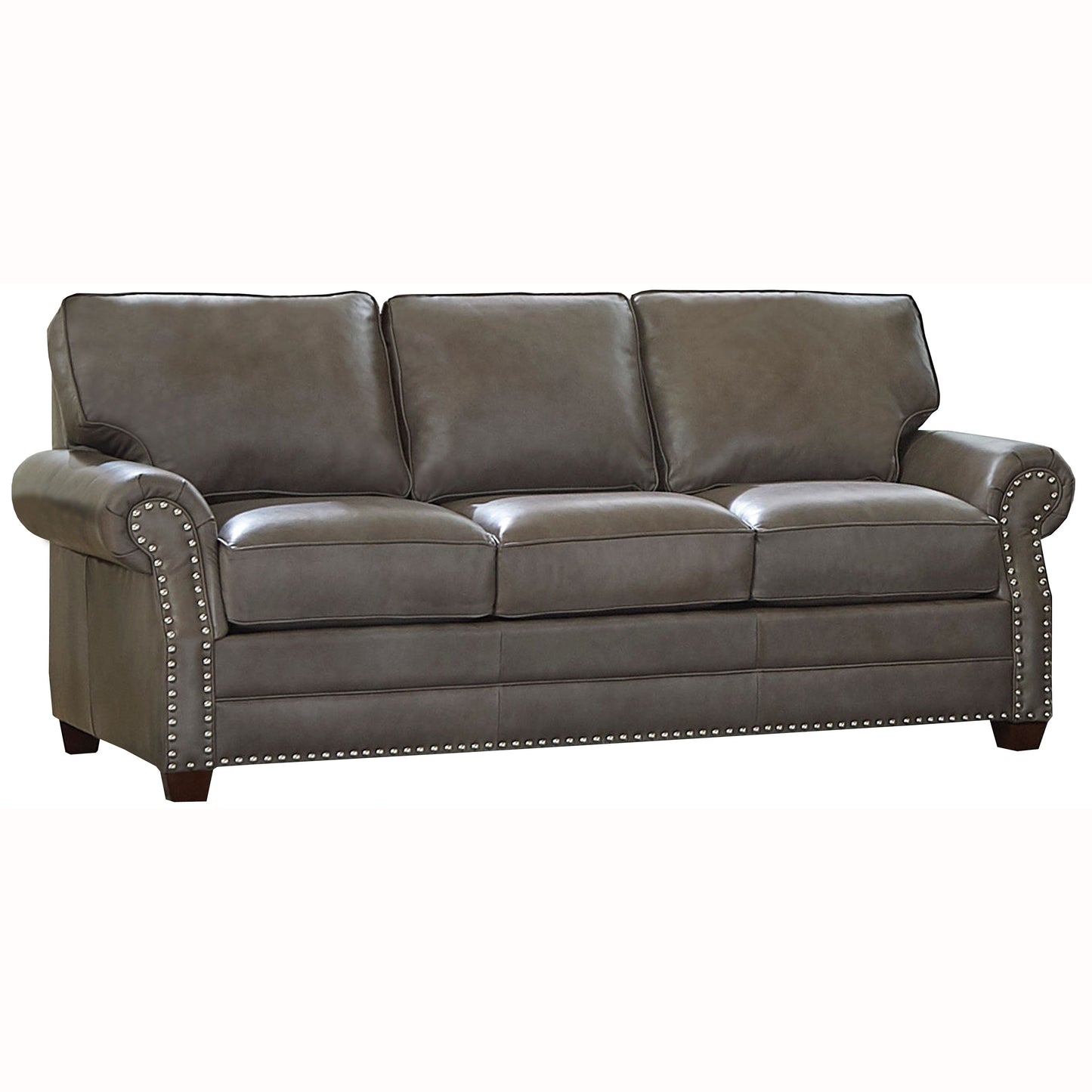 Vernon Top Grain Leather Upholstered Nailhead Trim Sleeper Sofa