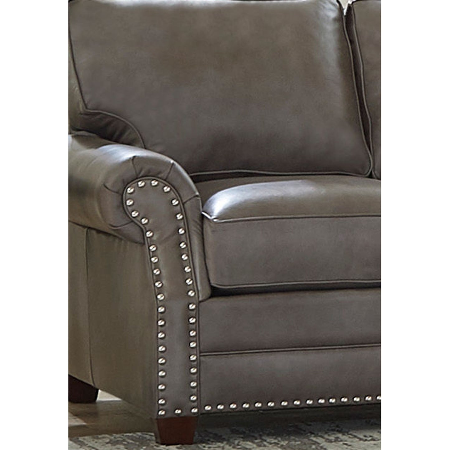 Vernon Top Grain Leather Upholstered Nailhead Trim Sleeper Sofa