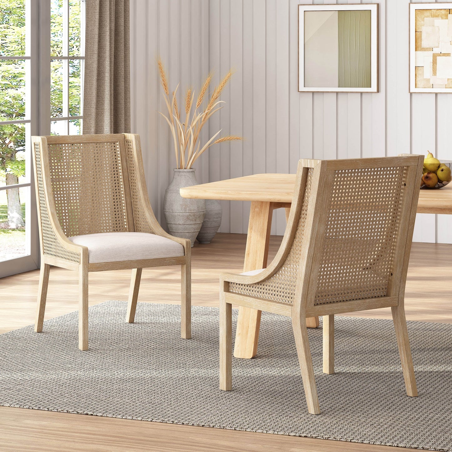 Maurers Esszimmerstühle aus Rohrgeflecht und Holz (2er-Set) von Christopher Knight Home